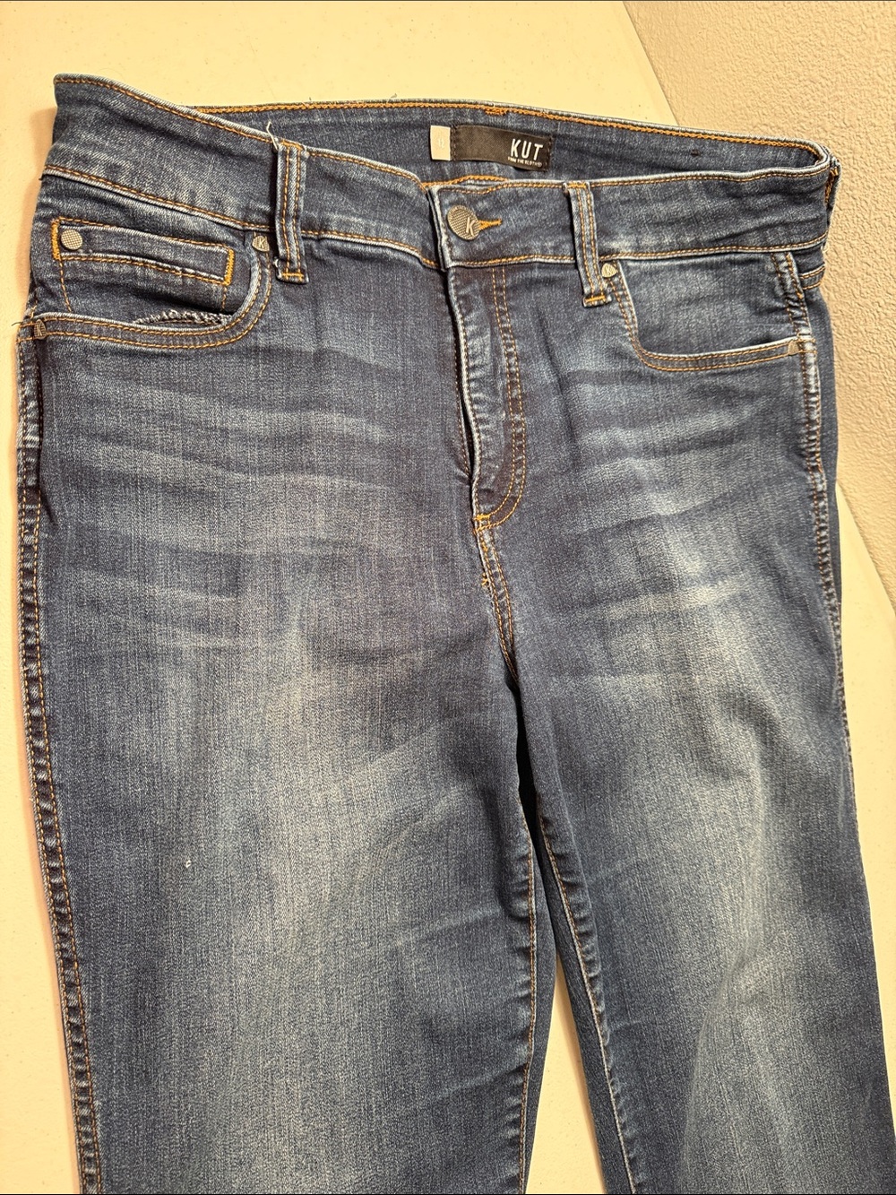 Kut from the Kloth Wide Leg Jeans in Medium Blue Wash.   Natalie Fab AB Bootcut